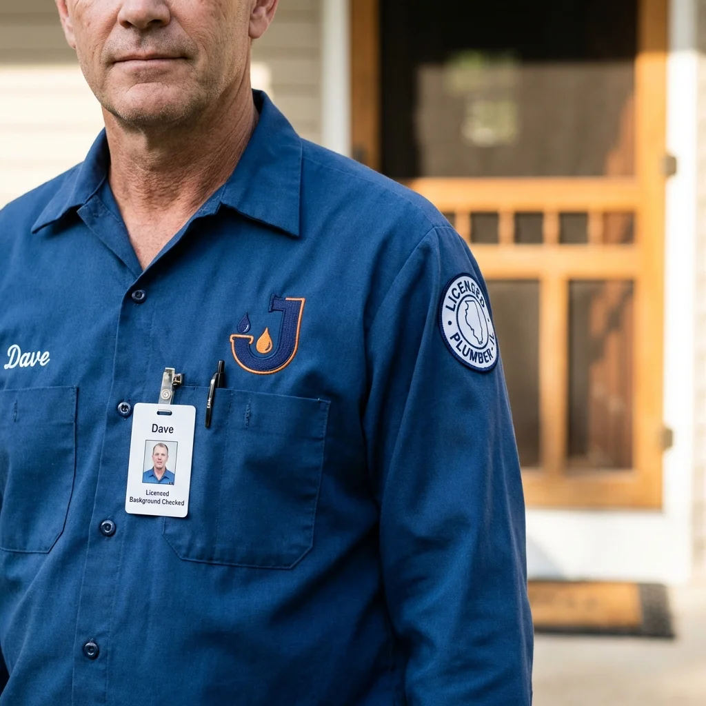 Licensed plumber showing ID badge in Black Creek, WI