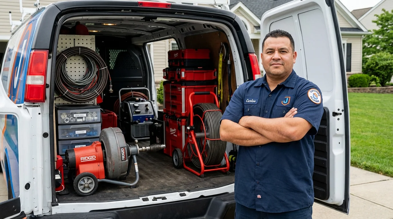Professional drain cleaning equipment and Johns Plumbing LLC plumber in Black Creek