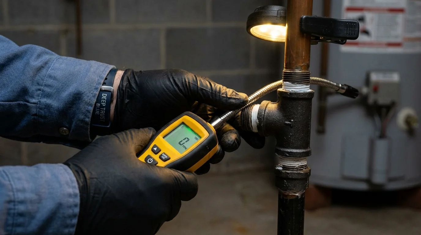 Gas leak detection with electronic sniffer by Johns Plumbing LLC in Black Creek
