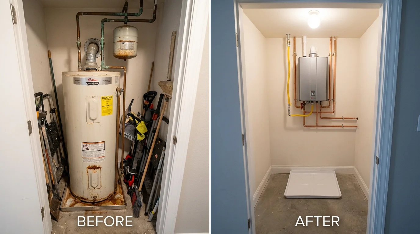 Tank water heater versus wall-mounted tankless unit comparison for Black Creek, WI homeowners